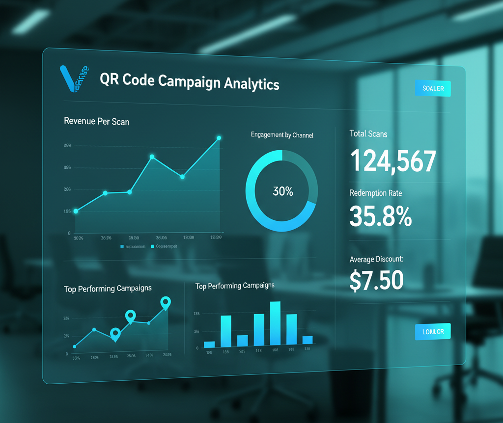Omnichannel QR coupon flow from scan to redemption and CRM integration