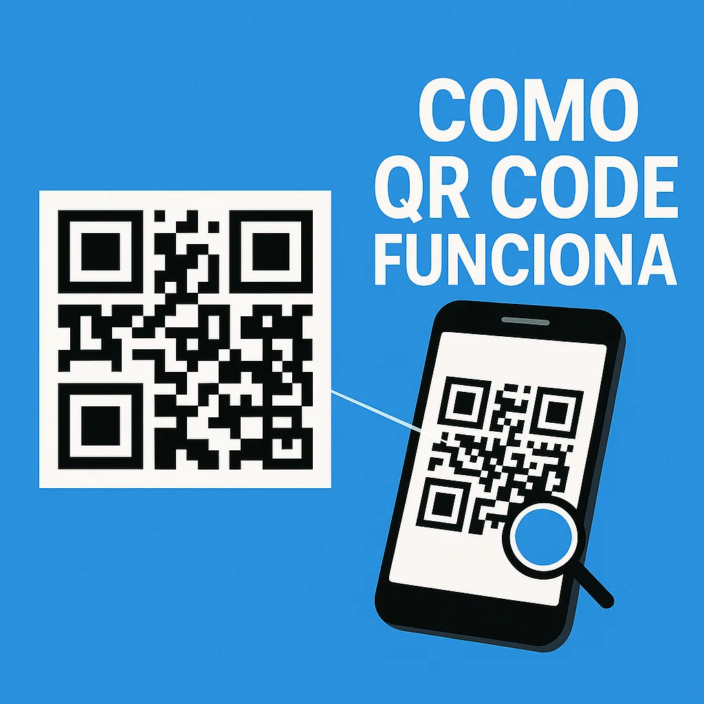 Mão escaneando QR Code com câmera de smartphone