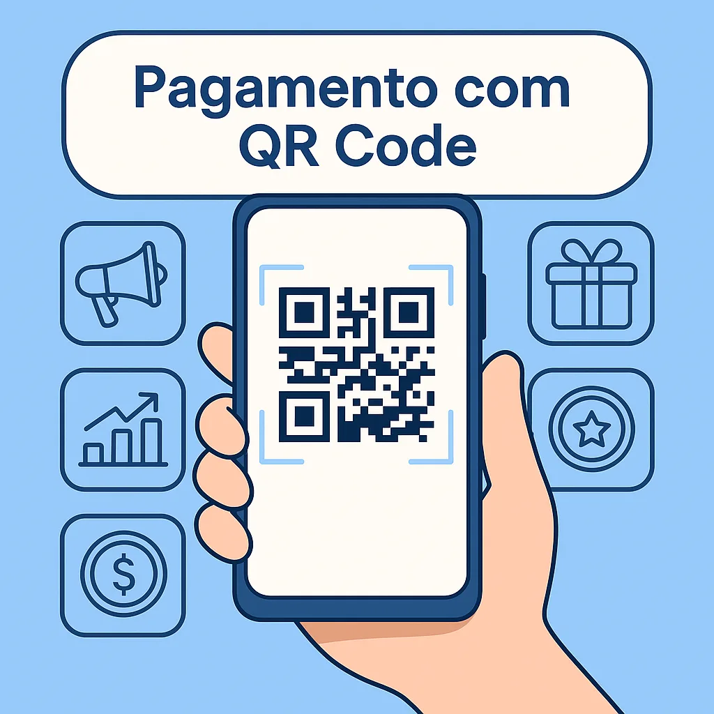 Pagamento com QR Code na prática com smartphone escaneando