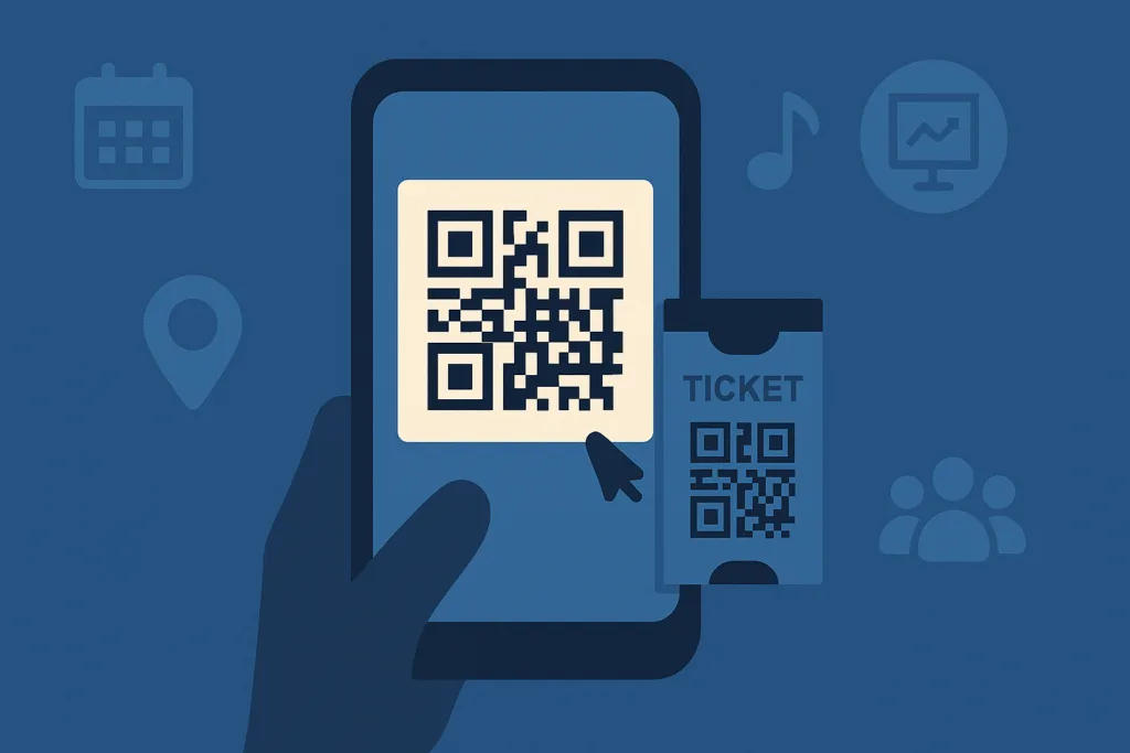 Participante de evento escaneando QR code pra experiência interativa em conferência