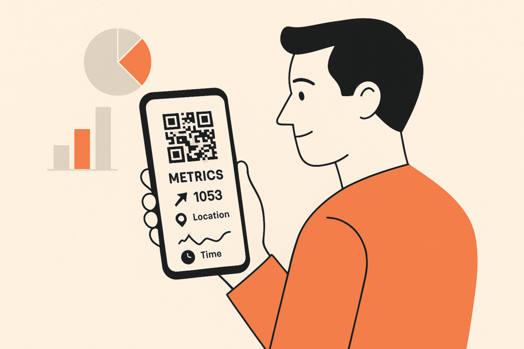 Usuário acessando métricas detalhadas de rastrear QR Code em tempo real.