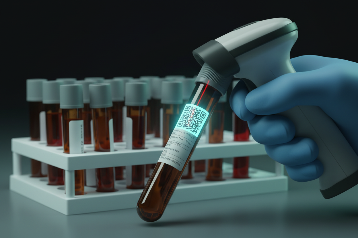 Lab specimen tracking with QR codes in healthcare ensuring chain of custody