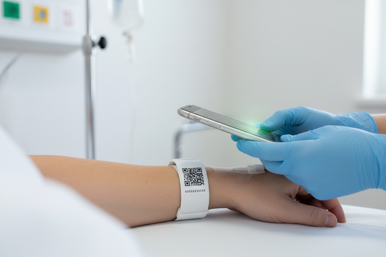 QR codes in healthcare for patient identification via wristband scanning