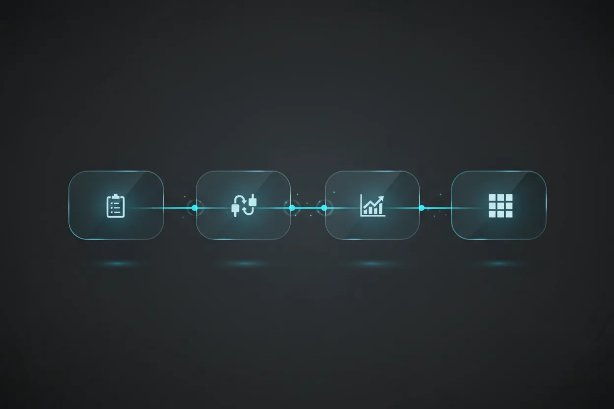 Cronograma de implementación de seguimiento con códigos QR mostrando la fase piloto, el periodo de optimización y los hitos de escalado empresarial