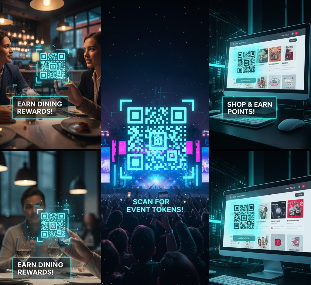 Restaurants, events, and e-commerce using QR codes for loyalty programs