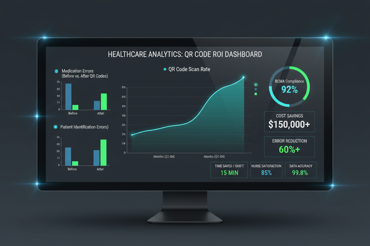 ROI dashboard for QR codes in healthcare adoption and BCMA compliance
