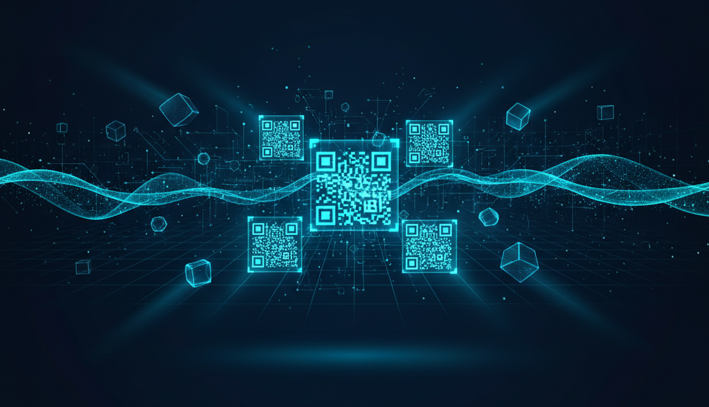 Abstract digital network visualization in cyan and blue