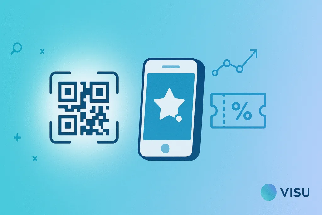 QR code gamificado com mobile mostrando interface de jogo e recompensas