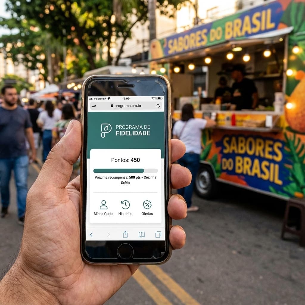 Customer using the phone browser to access a QR code based loyalty program without installing an app.