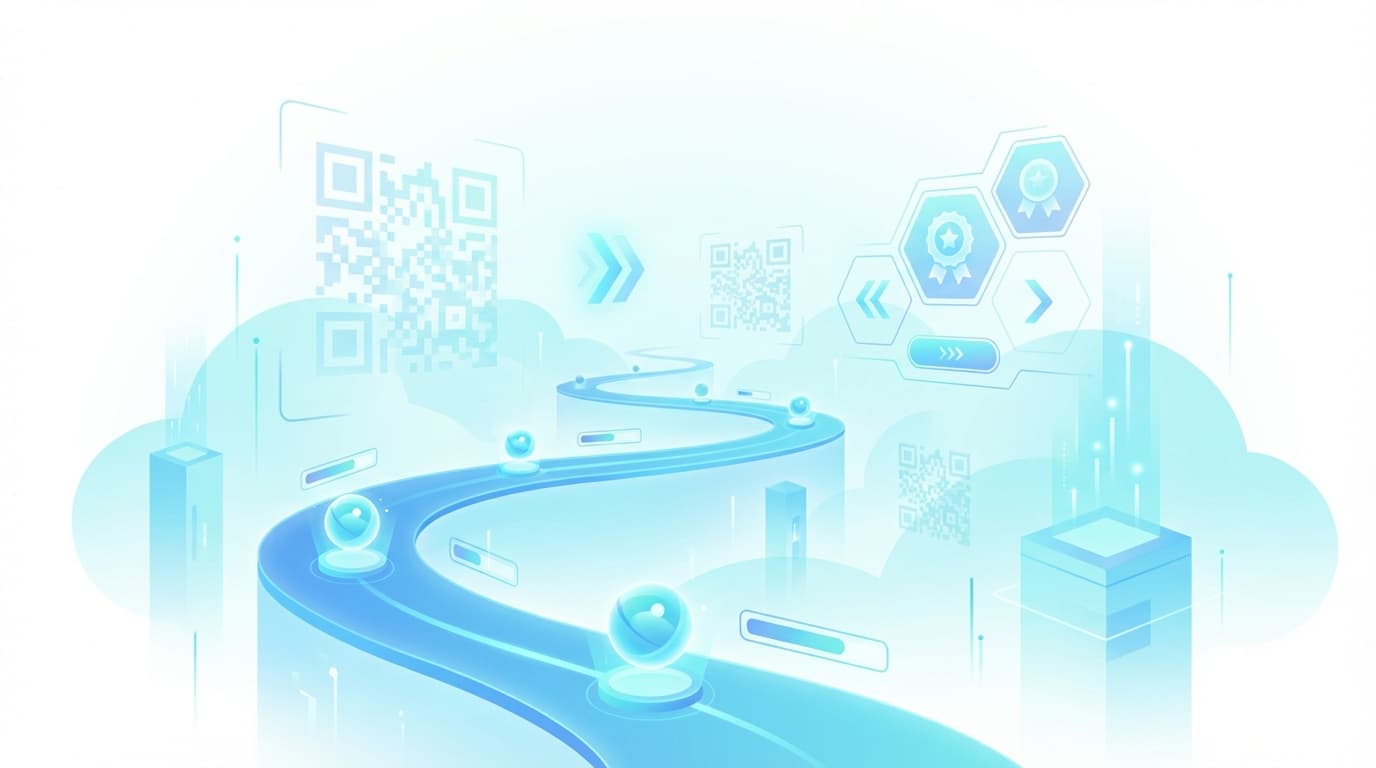 Gamified retail journey showing small rewards unlocked at different steps from discovery to checkout.