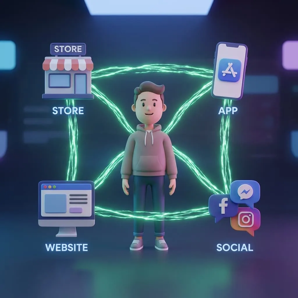 Superposición digital sobre un entorno físico representando la convergencia offline a online