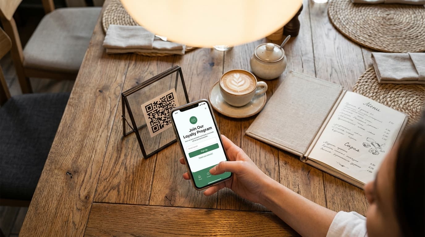 comensal recibiendo servicio personalizado a través de recorridos QR simplificados