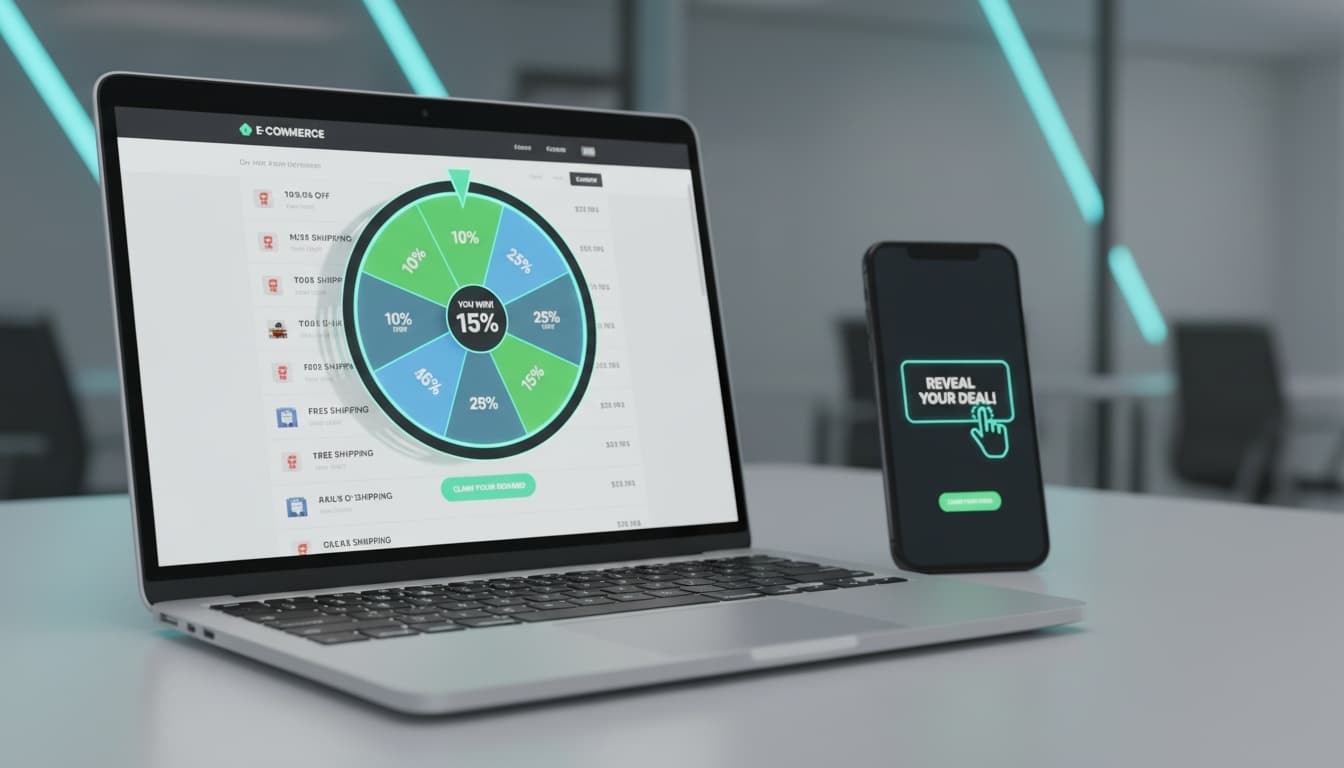 Customer returning to an abandoned cart and unlocking a gamified offer pop up with variable rewards