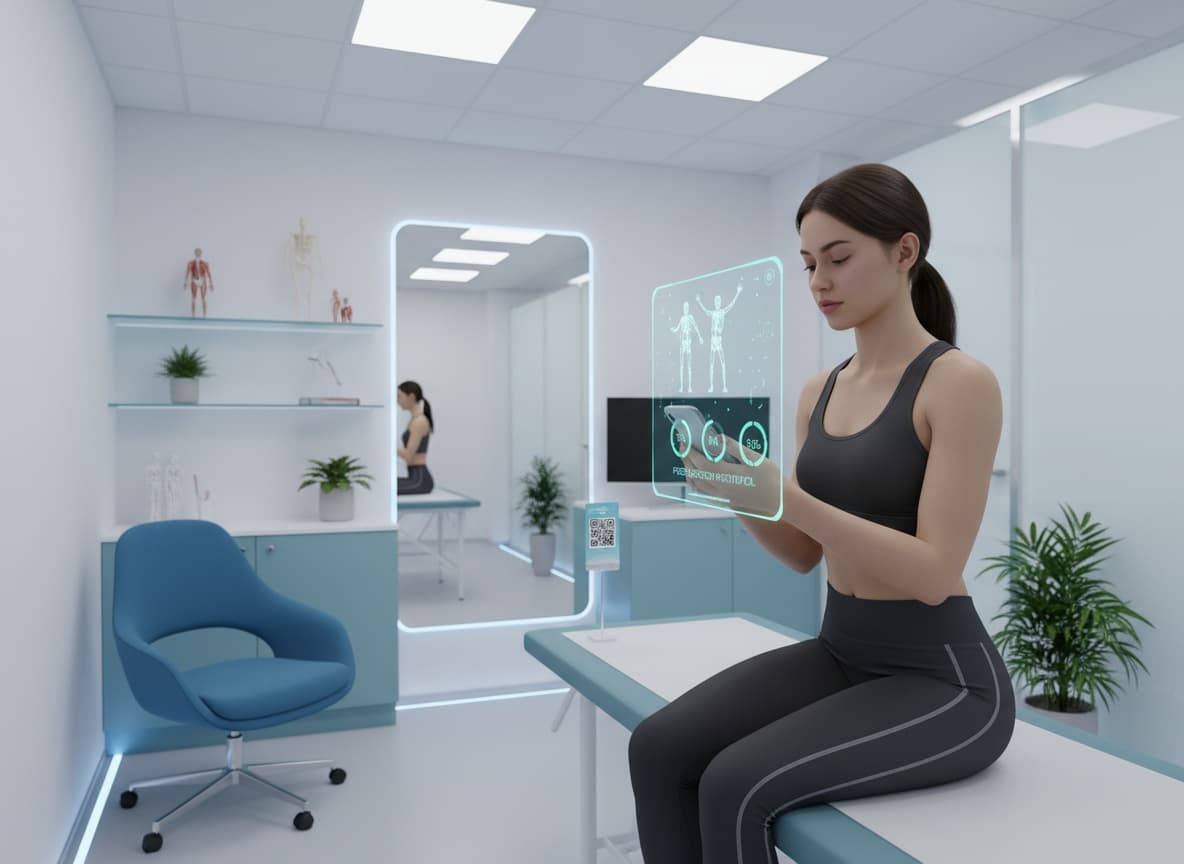 physiotherapy patient scanning qr code to view exercise instructions on phone