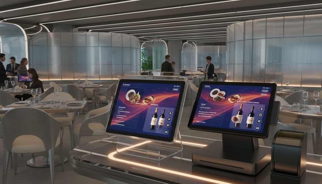 Digital menu and POS system suggesting premium add-ons and wine pairings