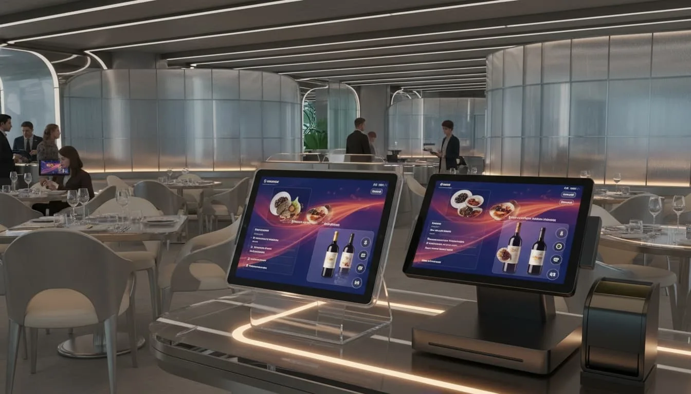Digital menu and POS system suggesting premium add-ons and wine pairings