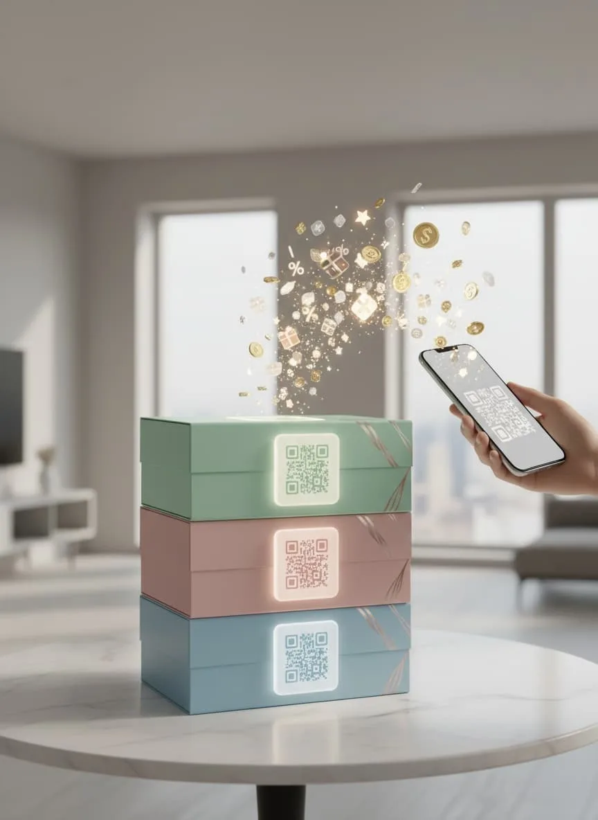 cajas de suscripción con códigos QR que desbloquean recompensas extra para clientes recurrentes de e-commerce