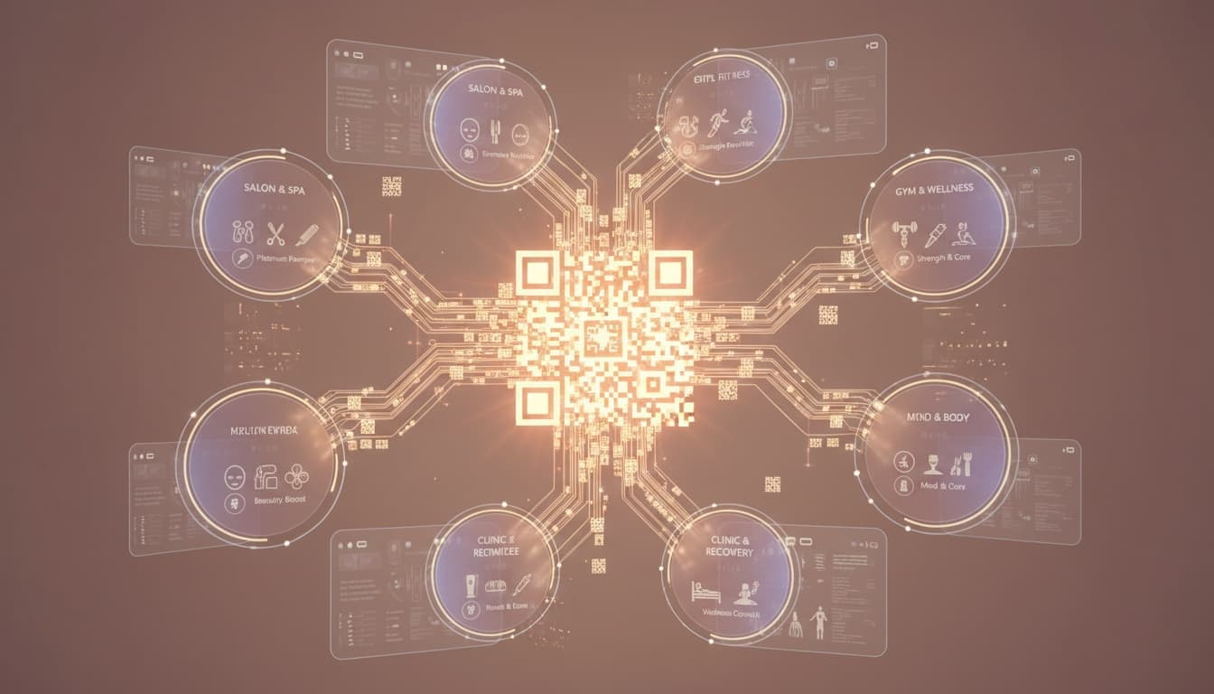 visual mix of membership and pay per visit hybrid model with qr flows