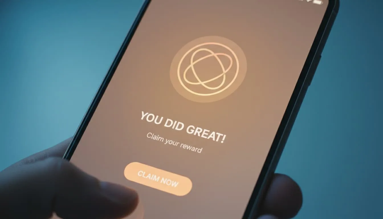 Recordatorio digital o notificación de recompensa en un smartphone después de una visita a la tienda