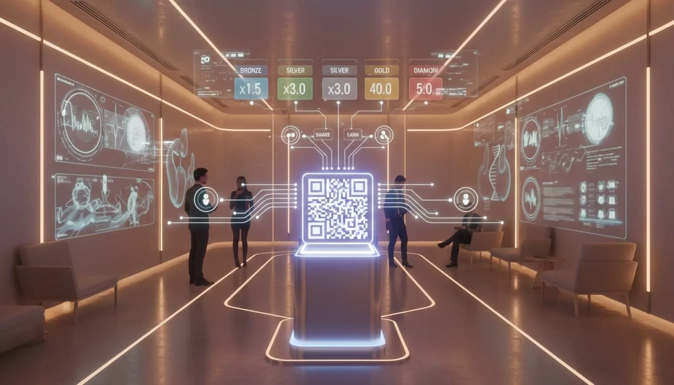 holographic referral multiplier rewards displayed after qr scan