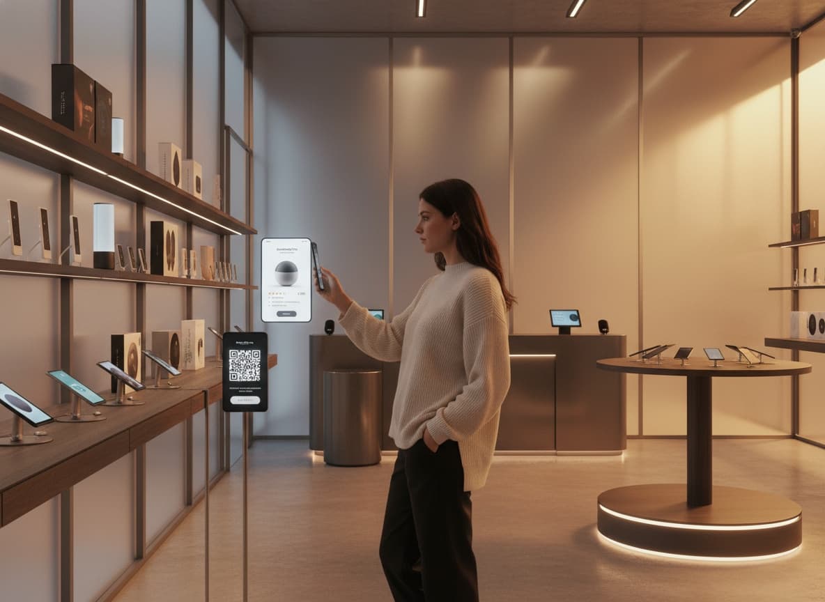 Customer scanning a QR code and viewing product information on mobile