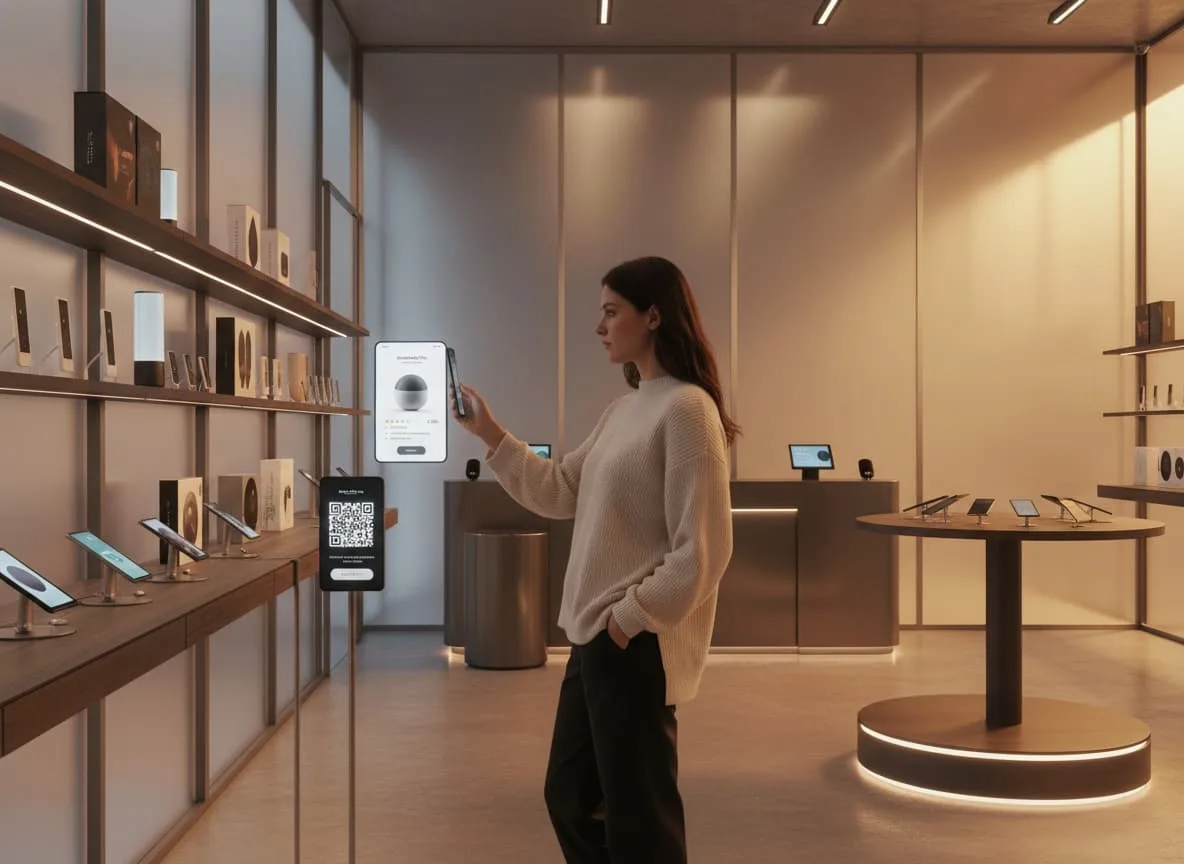 Customer scanning a QR code and viewing product information on mobile