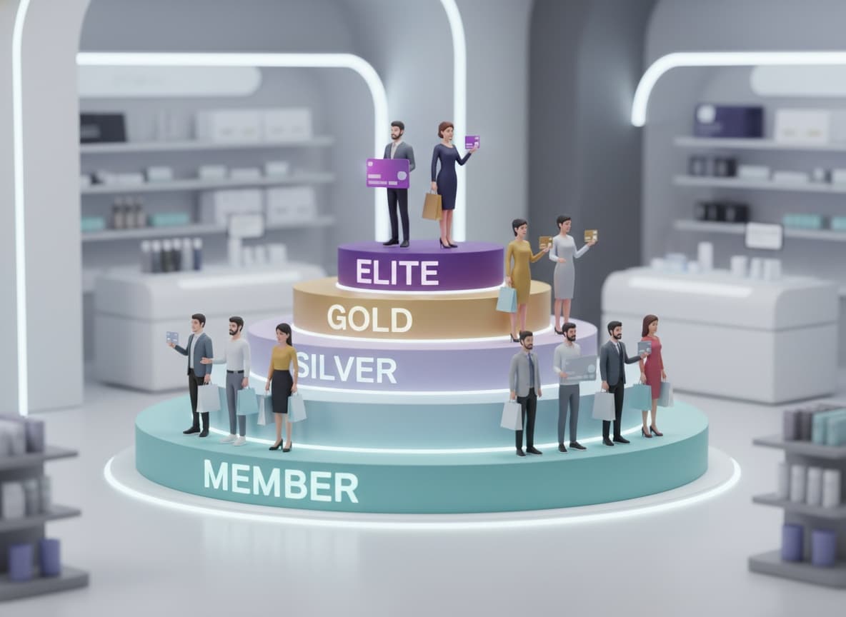 Tiered VIP loyalty structure for retail with member, silver, gold, and elite levels