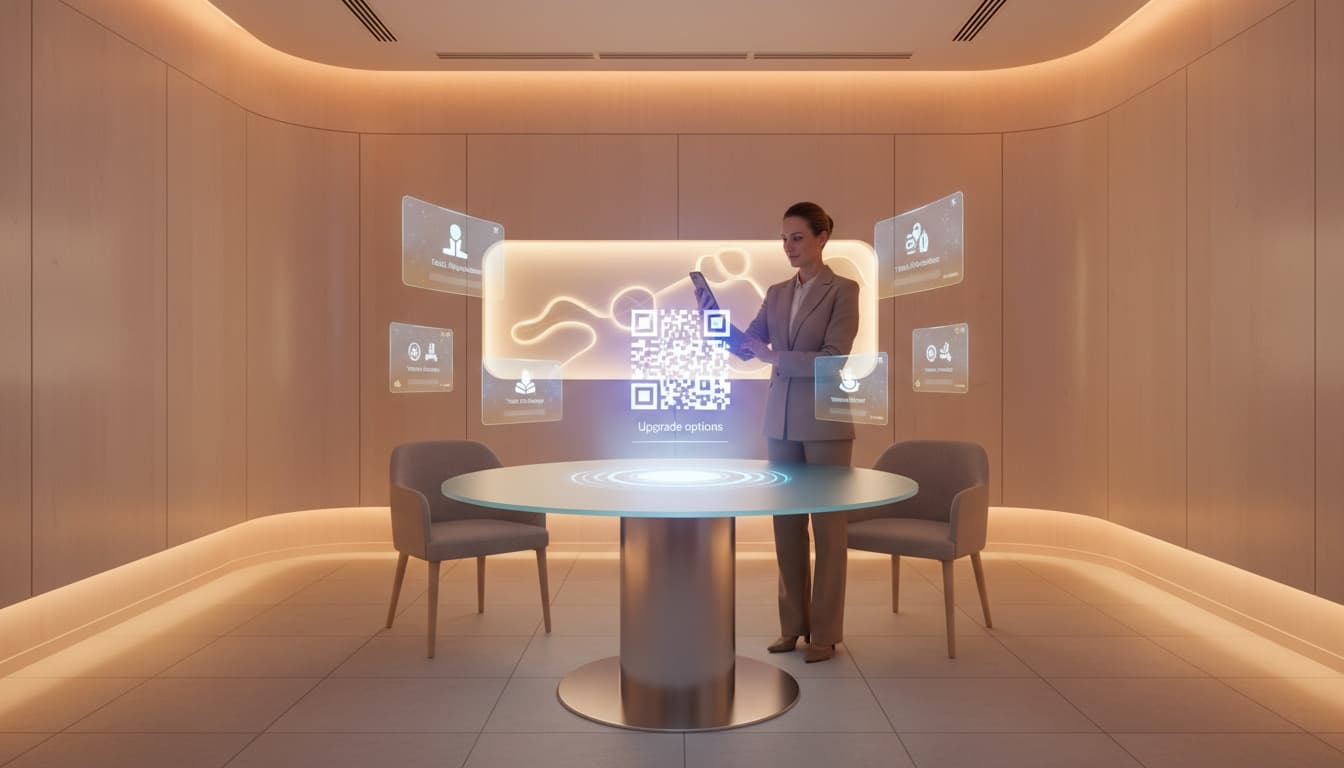 client browsing upsell service menu through qr scan