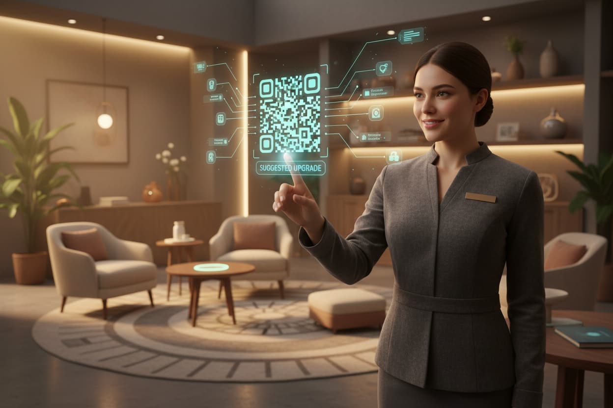 professional offering well timed qr based upgrade recommendations to a client