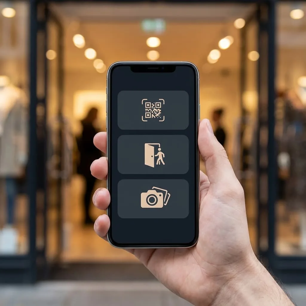Smartphone screens showing VISU, Shopkick, and Foap apps for location-based earning