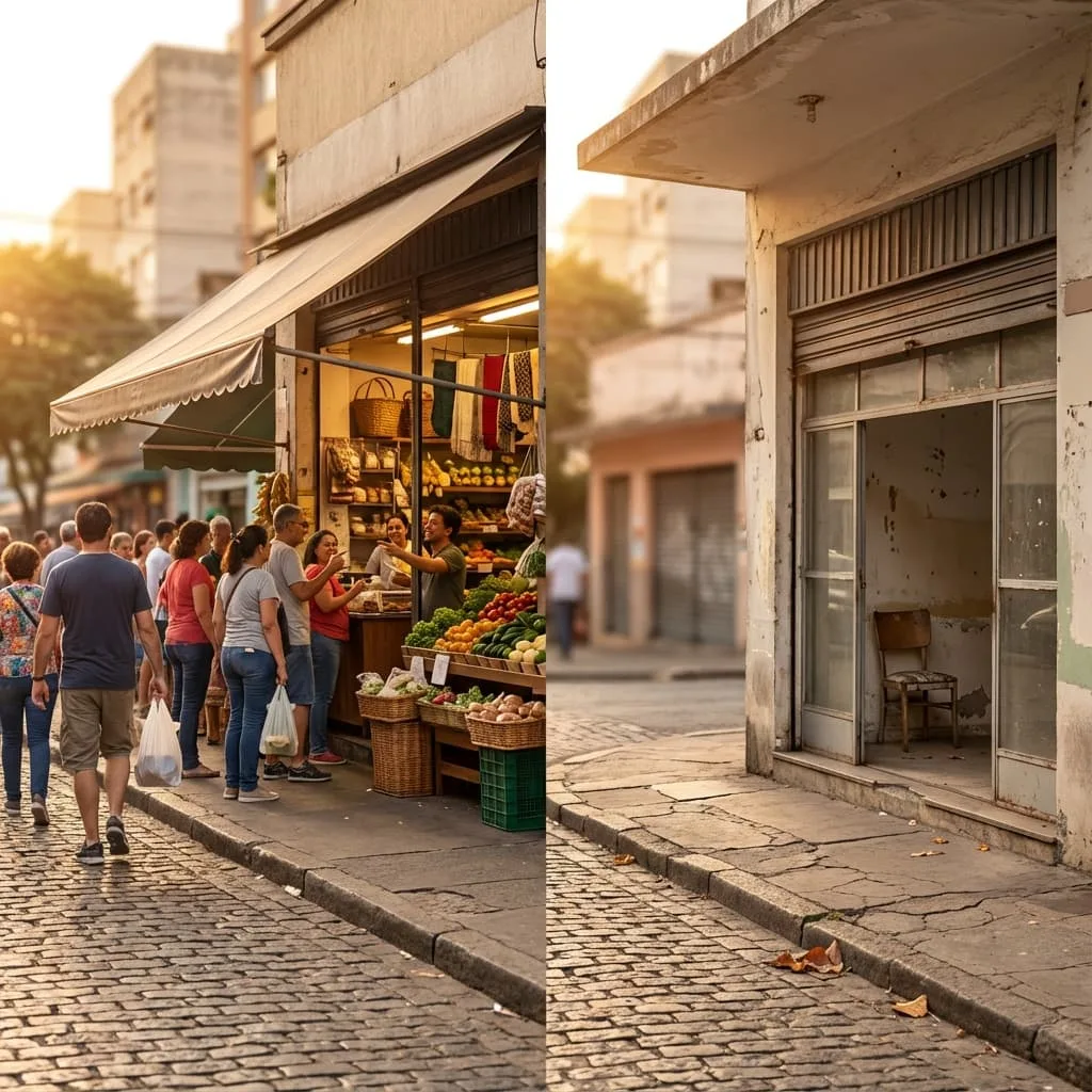 Comparación visual de dos tiendas en Google Maps con diferentes calificaciones