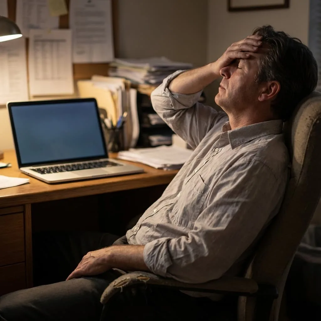 Business owner looking frustrated at computer after review removal denied