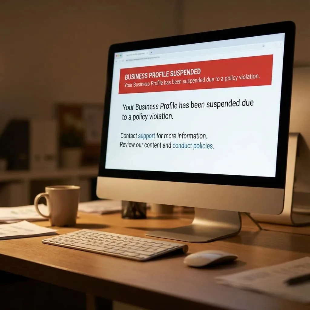 Suspension notice in Google Business Profile dashboard