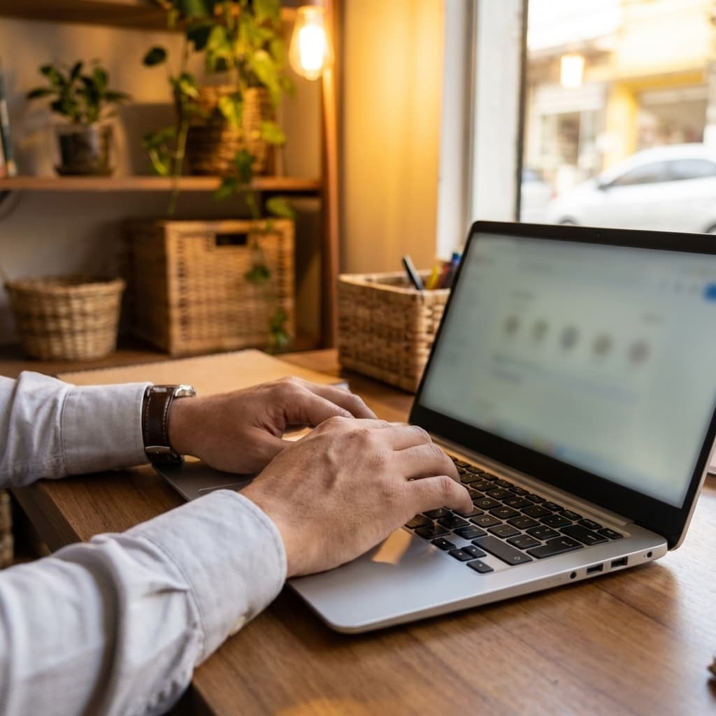 Pessoa digitando resposta a avaliação negativa no computador