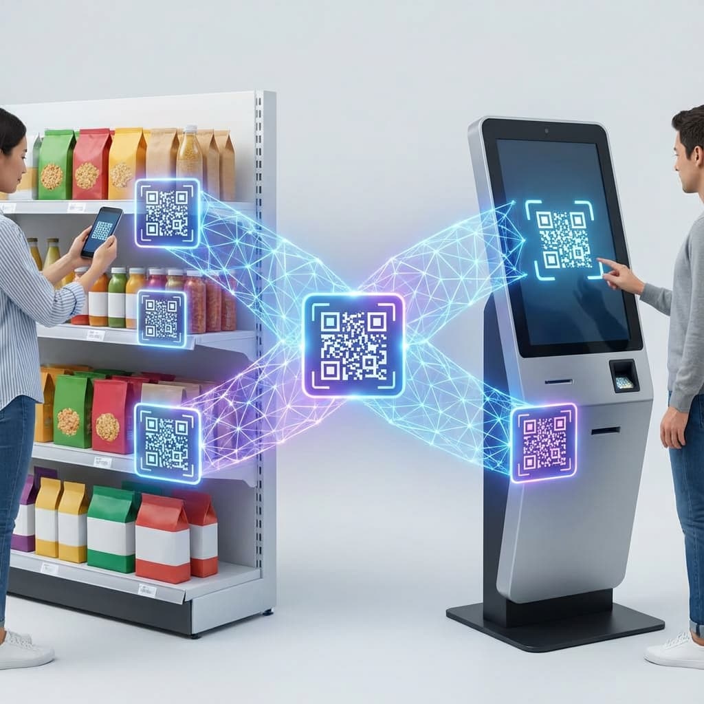 Person scanning a QR code on product packaging with smartphone