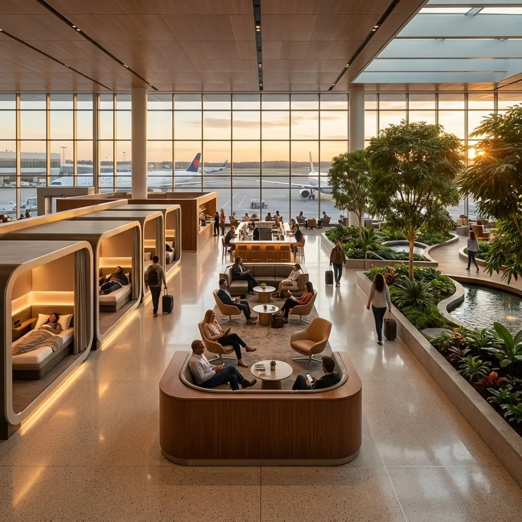 Ranking of the best airports for long layovers with amenities like lounges, sleeping pods, and entertainment