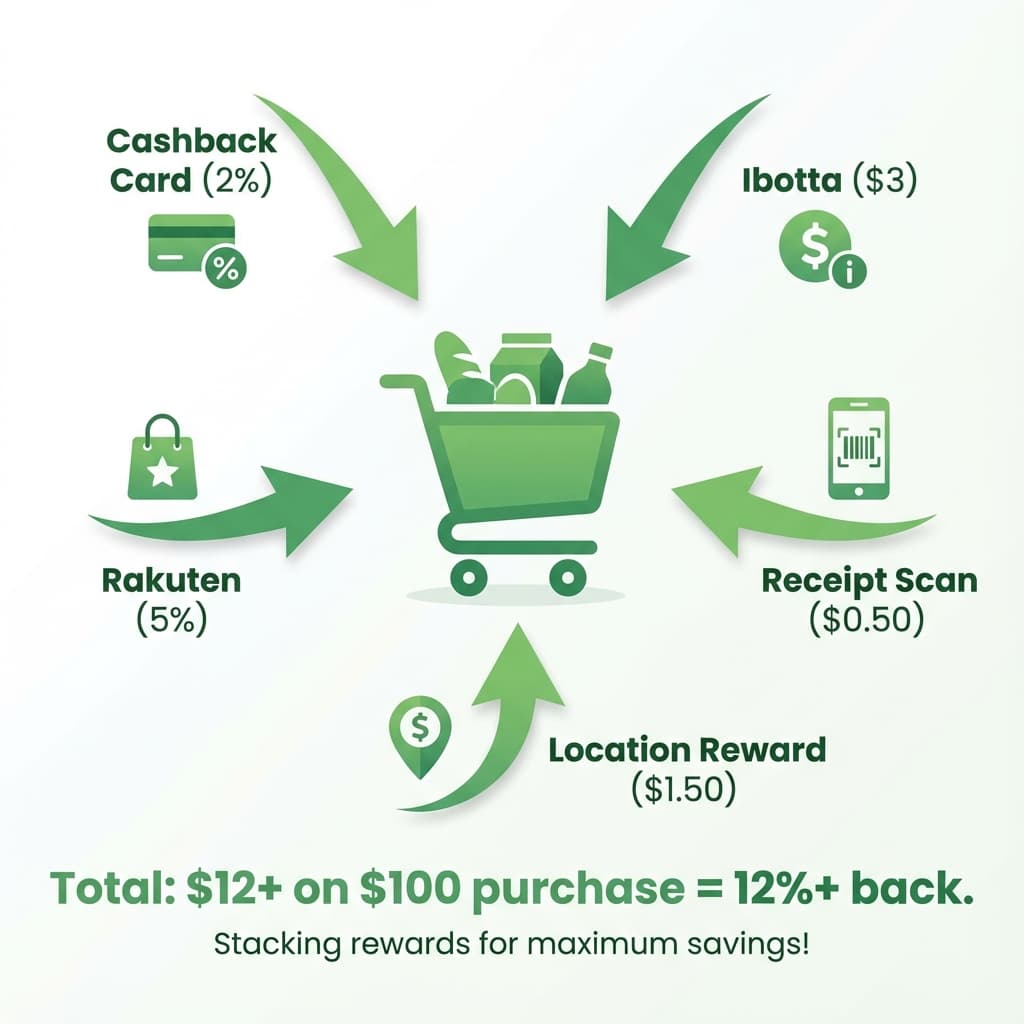 Diagram showing how to stack multiple money apps for maximum earnings