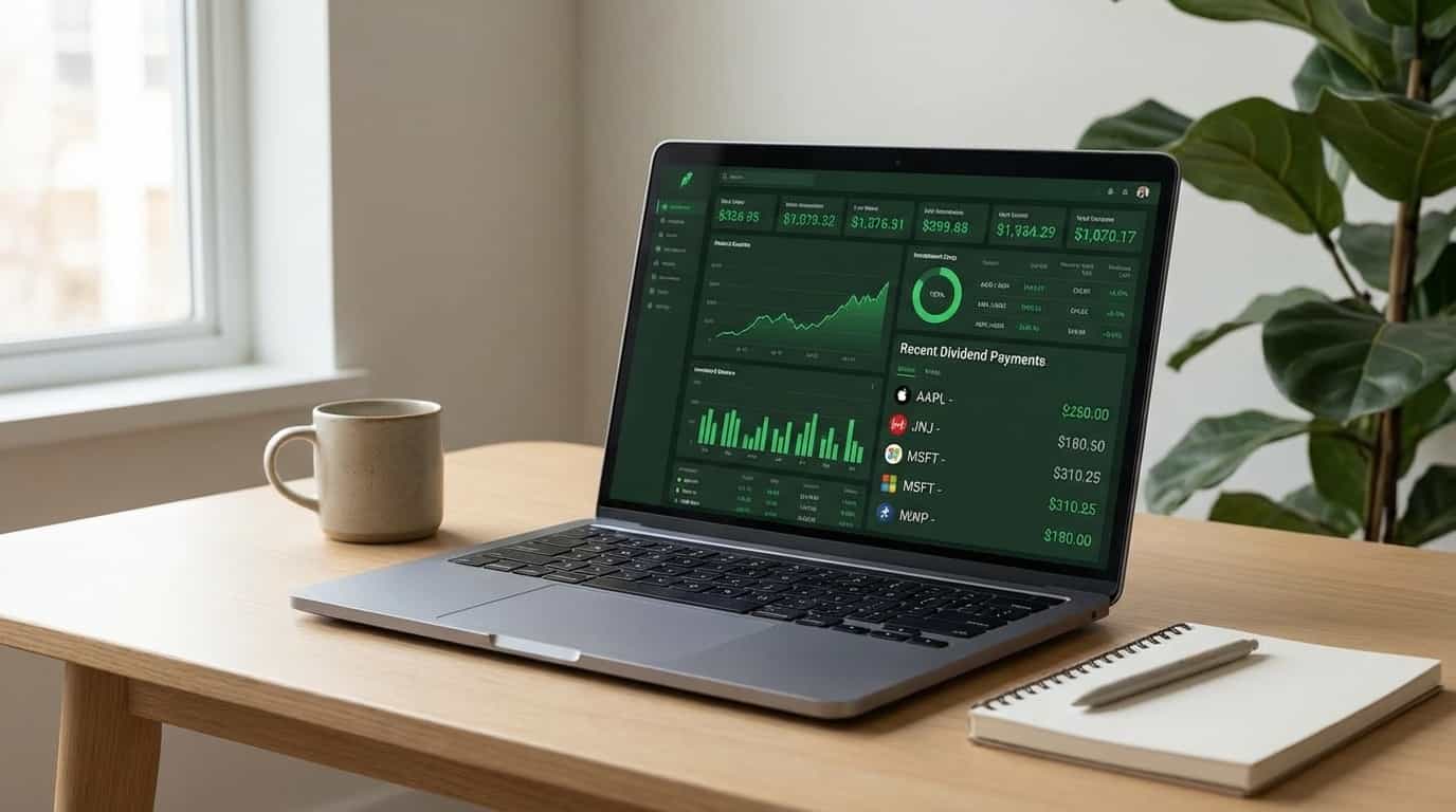 Investment portfolio dashboard showing dividend payments