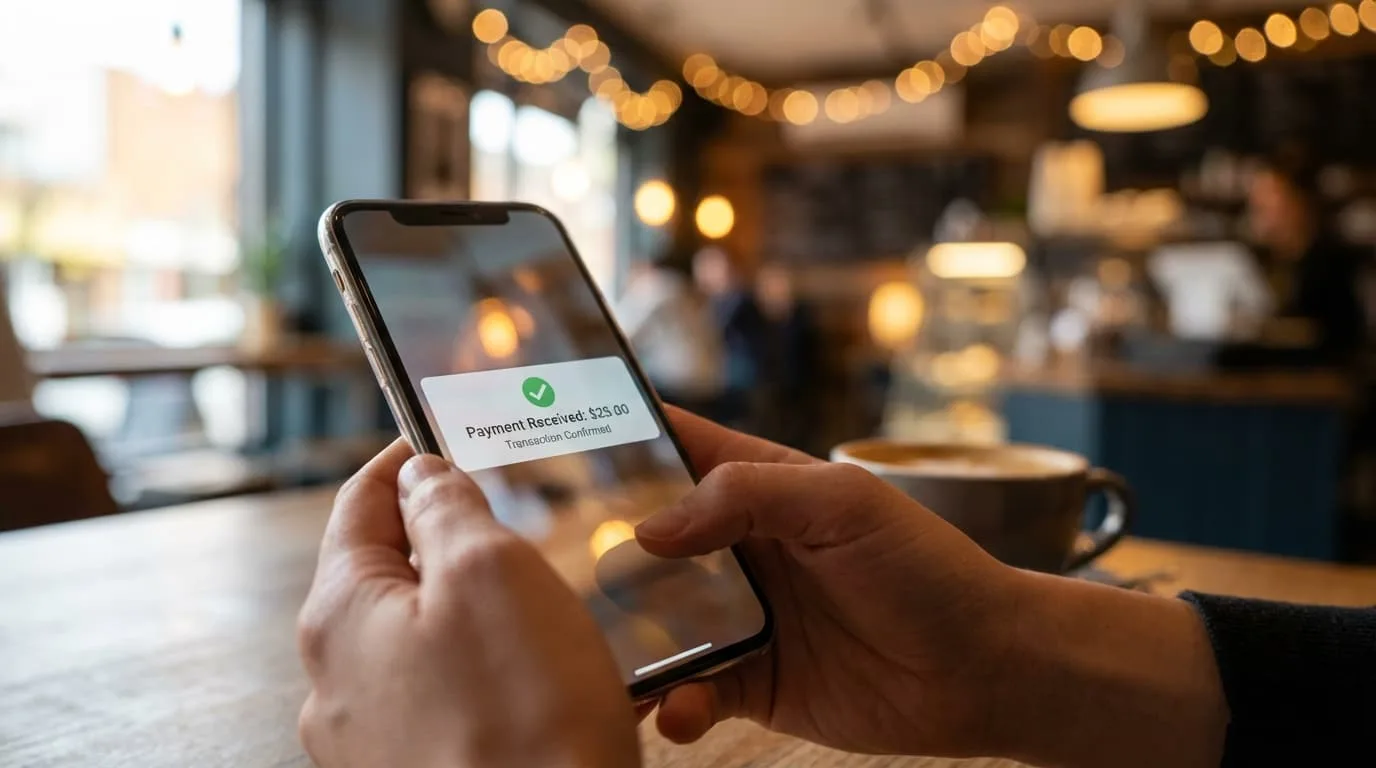 Payment received notification on smartphone