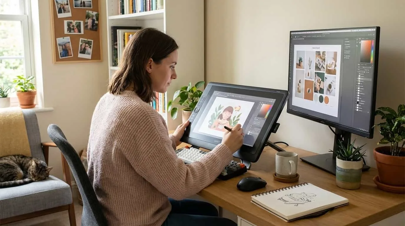 Person packaging items to sell online from home