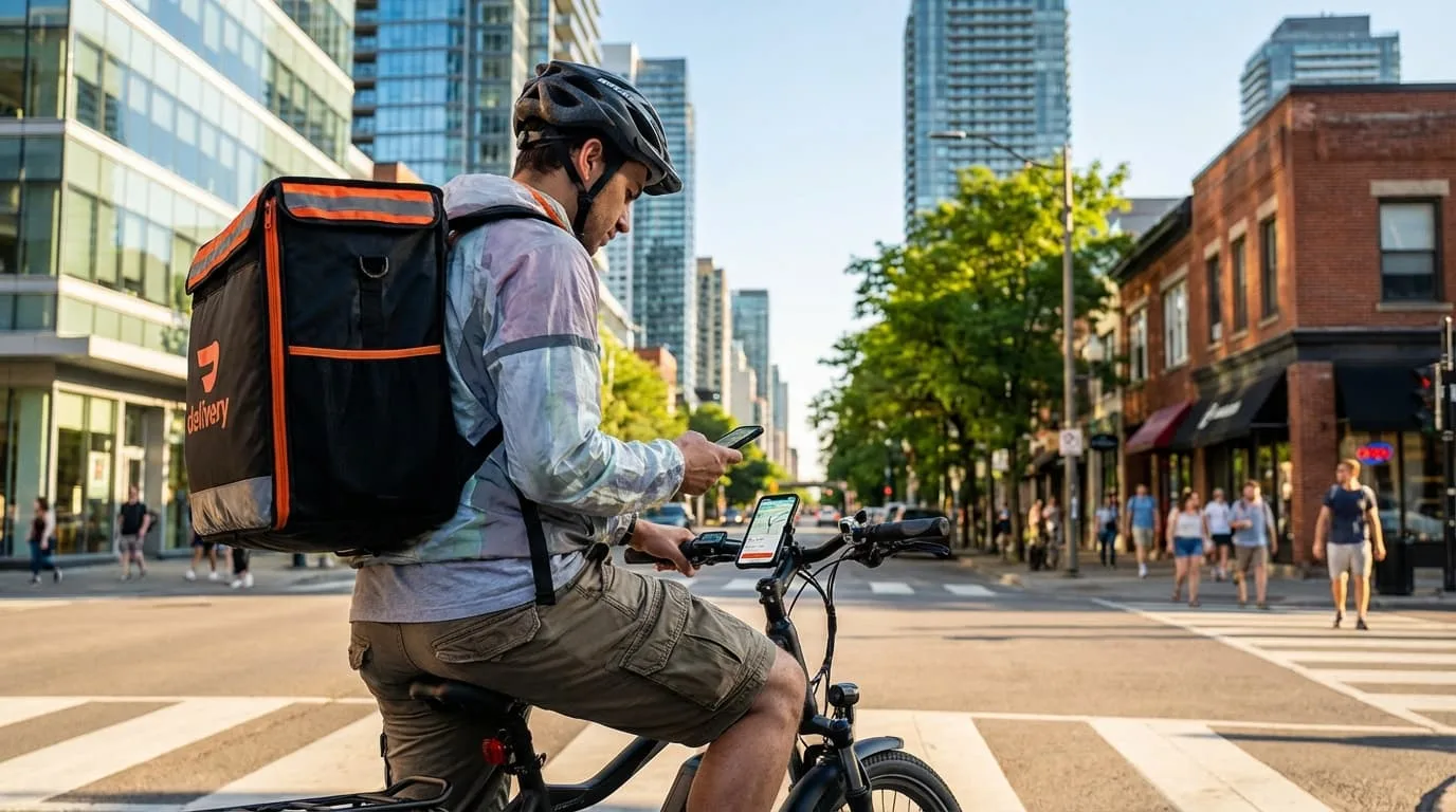Delivery side hustle with bike and phone