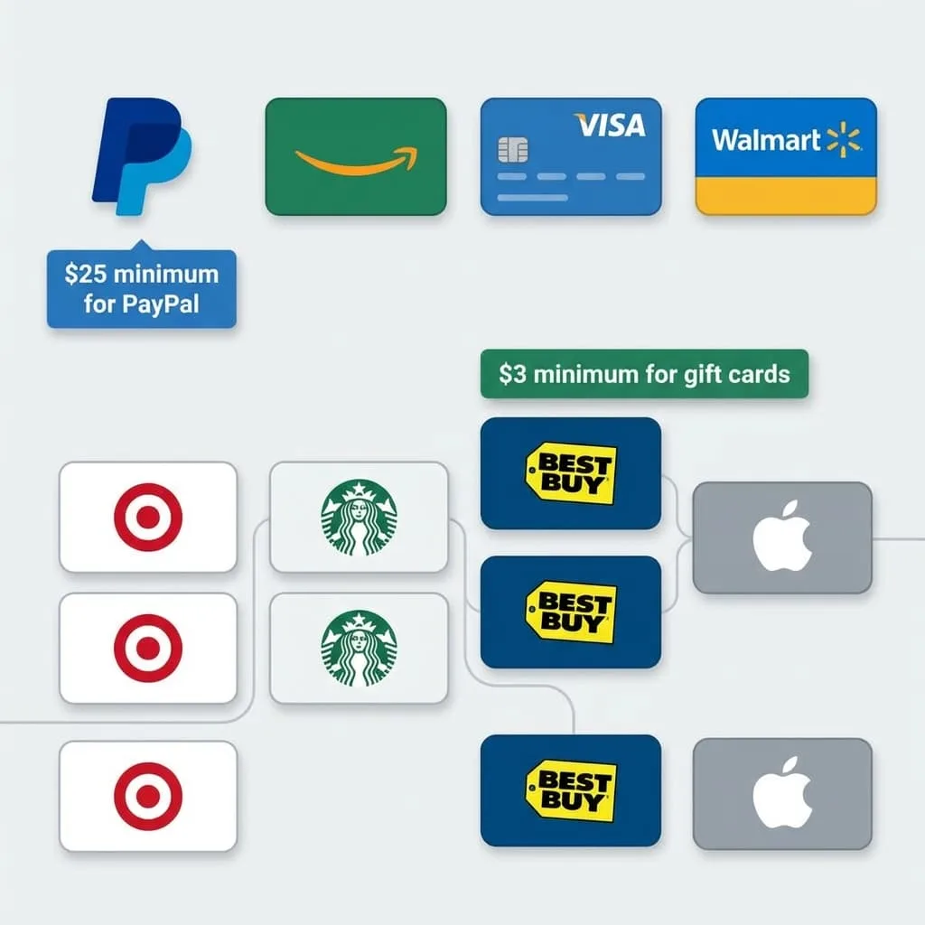 Swagbucks payout options including PayPal and gift cards