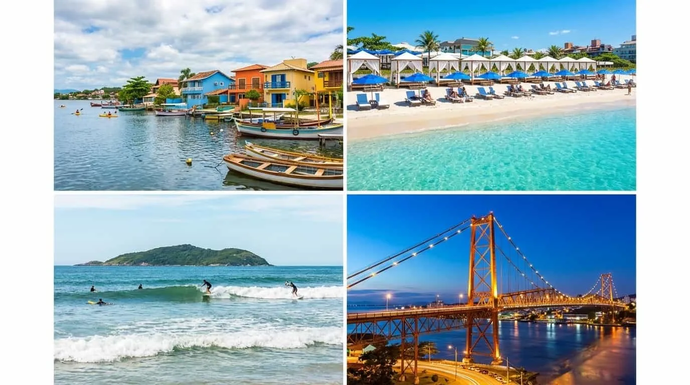 Bairros de Florianópolis onde o VISU está disponível incluindo Lagoa da Conceição Jurerê e Campeche