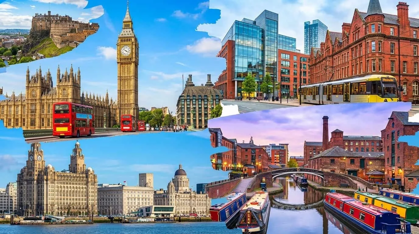British cities where VISU is available including London Manchester and Edinburgh