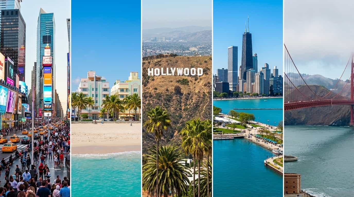 Cidades americanas onde o VISU está disponível incluindo Nova York Miami e Los Angeles