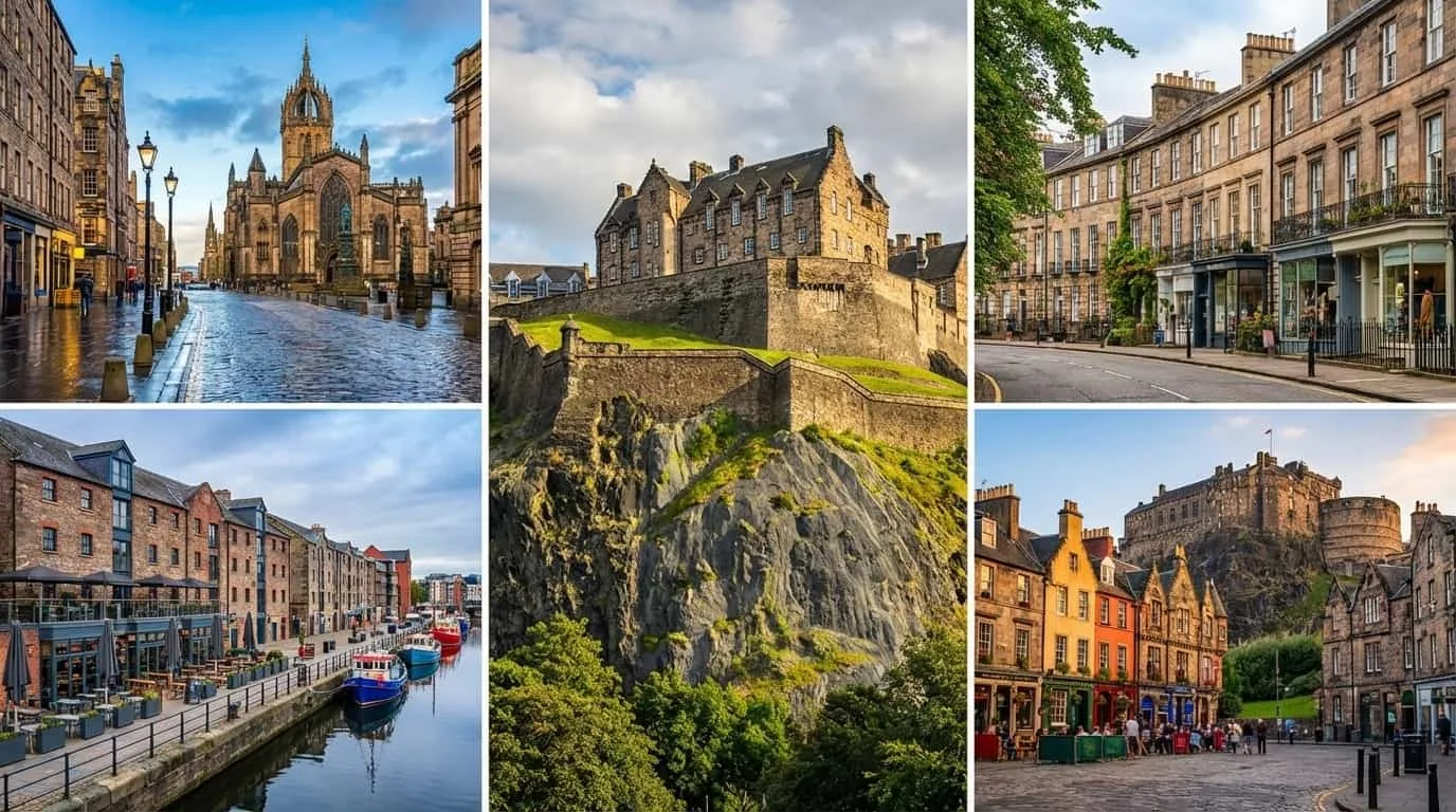Bairros de Edimburgo onde o VISU está disponível incluindo Old Town Leith e Stockbridge