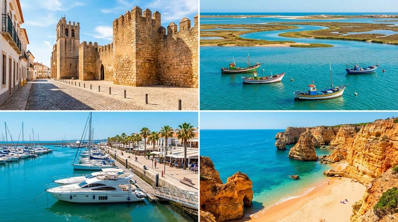 Áreas de Faro onde o VISU está disponível incluindo Cidade Velha Marina e Ria Formosa