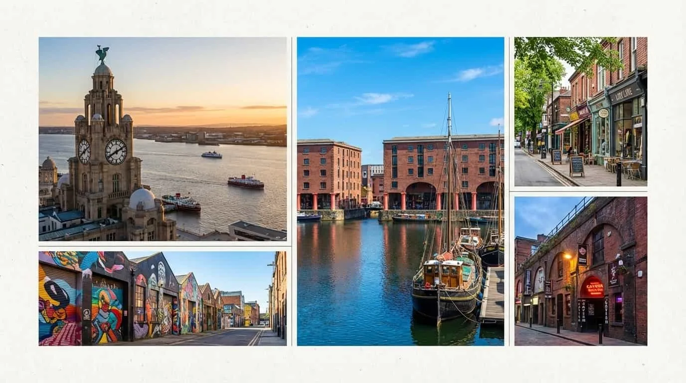 Bairros de Liverpool onde o VISU está disponível incluindo Baltic Triangle Albert Dock e Lark Lane