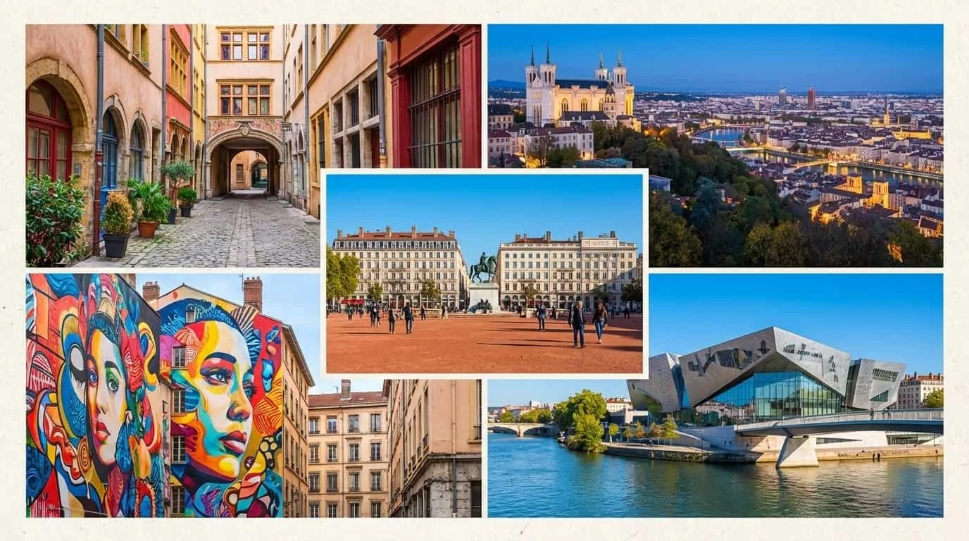 Bairros de Lyon onde o VISU está disponível incluindo Vieux Lyon Presqu'île e Croix-Rousse