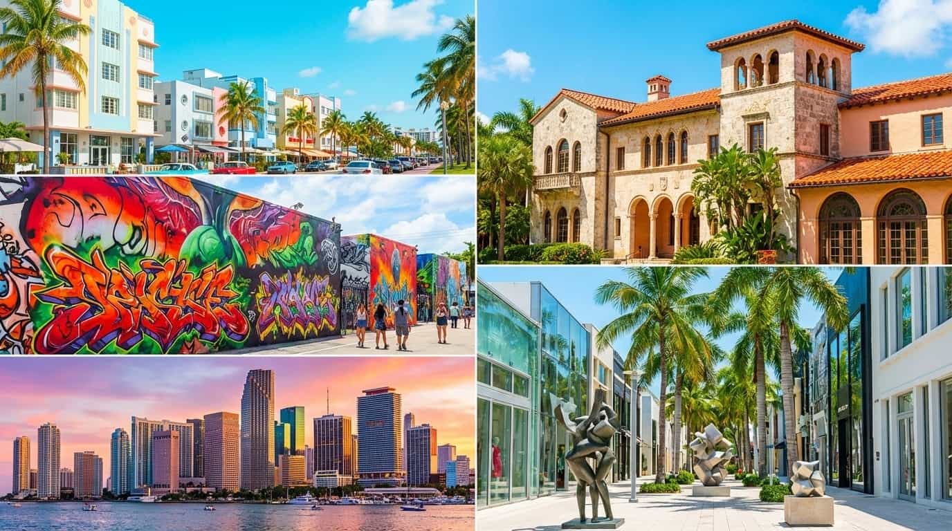 Bairros de Miami onde o VISU está disponível incluindo South Beach Brickell e Wynwood
